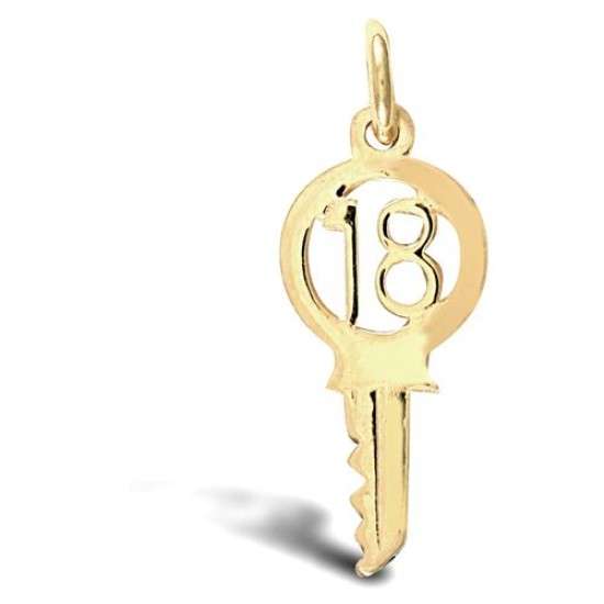 9ct Yellow Gold 18 Key Pendant