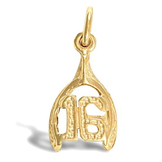 9ct Yellow Gold 16 Horseshoe Pendant