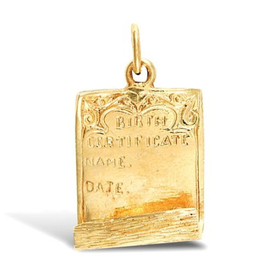9ct Yellow Gold Birth Certificate Pendant