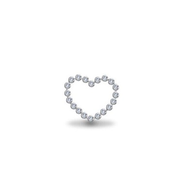 9ct White Gold White Round Brilliant Cubic Zirconia Bubbly Heart Charm Pendant
