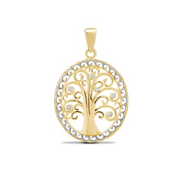 9ct Yellow and White Gold Tree of Life Charm Pendant