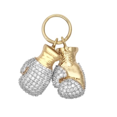 9ct Yellow Gold CZ Set Pair Boxing Glove Pendant