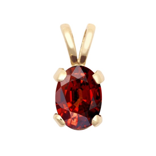 9ct Yellow Gold 7x5 Garnet Pendant