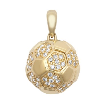 9ct Yellow Gold CZ set Football pendant