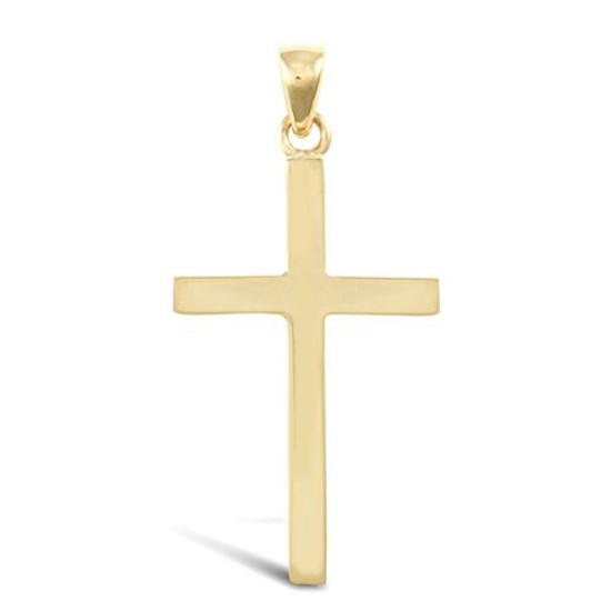 9ct Yellow Gold Plain Solid Cross