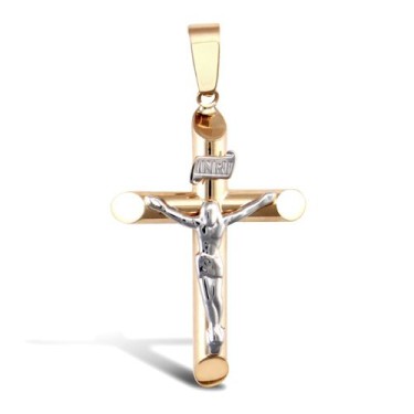 9ct Yellow And White Gold Crucifix Pendant