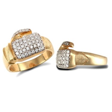 9ct Yellow Gold Cubic Zirconia Boxing Glove Ring