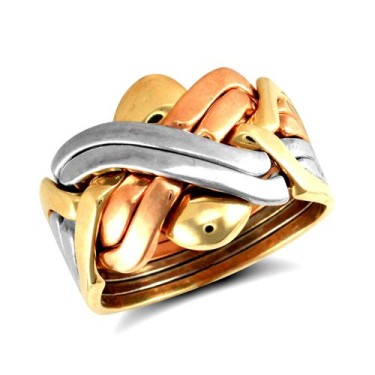 9ct 3 Colour Gold 6 Piece Puzzle Ring