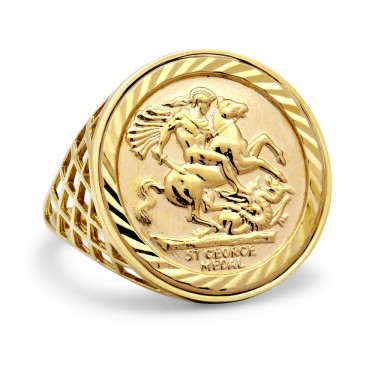 9ct Yellow Gold Full St George Ring