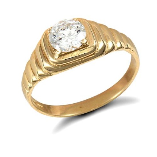 9ct Yellow Gold Gents Cubic Zirconia Ring