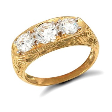 9ct Yellow Gold Gents Cubic Zirconia Ring