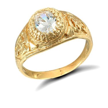 9ct Yellow Gold Cubic Zirconia Stone College Ring