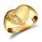 9ct Yellow Gold Signet Ring Heart Half-Engraved