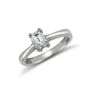 9ct White Emerald Cut CZ Solitaire Ring
