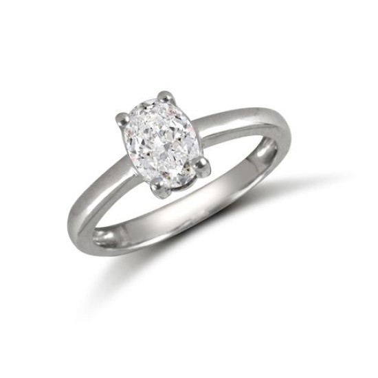 9ct White Oval Cut CZ Solitaire Ring