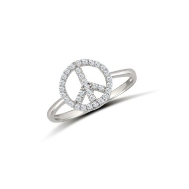 9ct White CZ Peace Ring