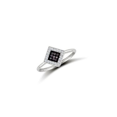 9ct White, Black & White CZ Ring
