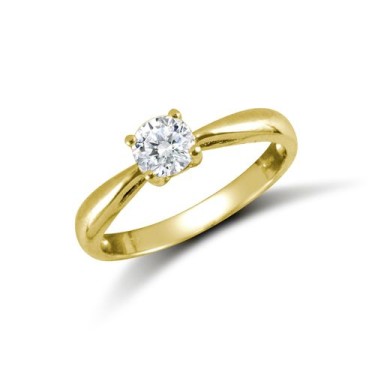 9ct Yellow Rbc CZ Solitaire Ring