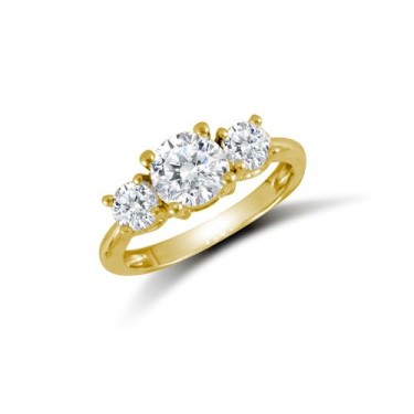 9ct Yellow Ladies CZ 3 Stone Cluster Ring