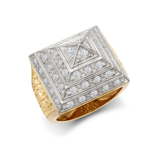 9ct Yellow Gold 1 Ounce CZ Set Pyramid Ring
