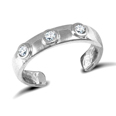 9ct White Gold Cubic Zirconia Toe Ring