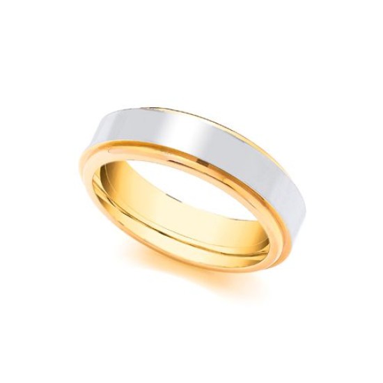 9ct Yellow and White Fancy 6mm Wedding Band