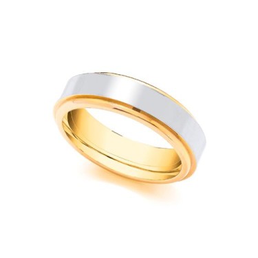 9ct Yellow and White Fancy 7mm Wedding Band 7mm