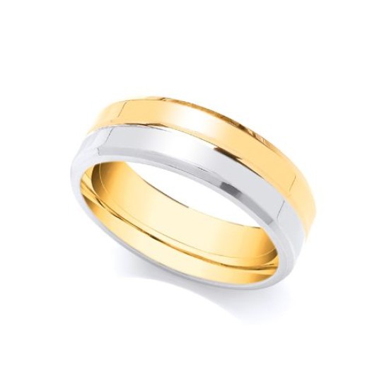 18ct Yellow and White 5mm Wedding Band