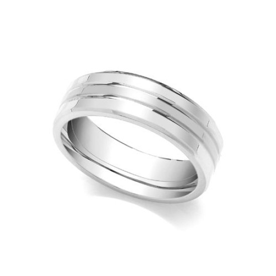 9ct White Fancy 7mm Wedding Band
