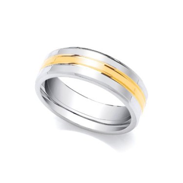 18ct White and Yellow Fancy 6mm Wedding Band 6mm