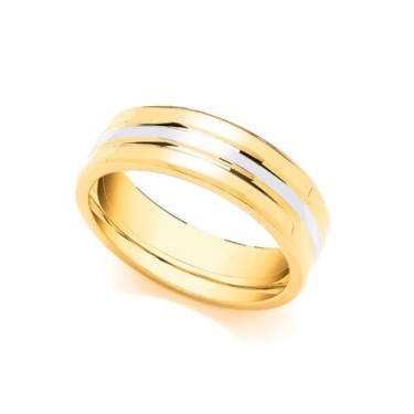 18ct Yellow and White Fancy 6mm Wedding Band 6mm
