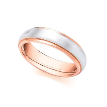 2 Colour 18ct Rose and White Fancy 5mm Wedding Ring 5mm