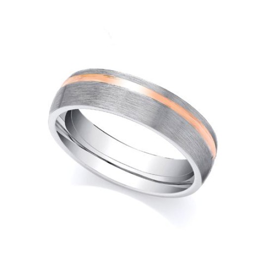 2 Colour 18ct Rose and White Fancy 5mm Wedding Ring