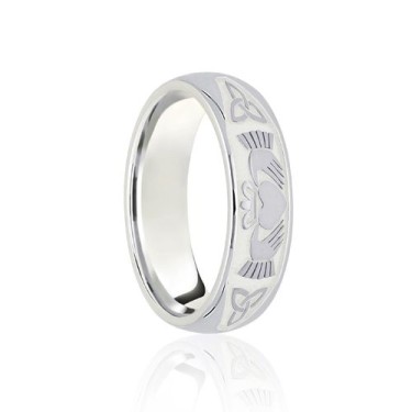 9ct White Court 5mm Celtic Half Engraved Wedding Band 5mm