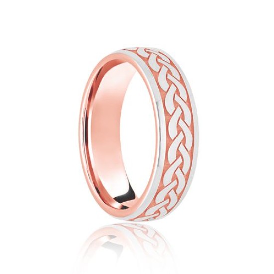 9ct Rose & White Court 6mm Celtic Laser Engraved Wedding Band