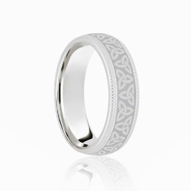 Platinum Court 6mm Celtic Laser Engraved Wedding Band 6mm