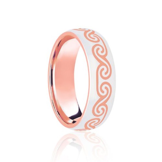 9ct Rose & White Court 6mm Celtic Laser Engraved Wedding Band