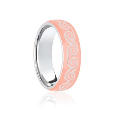 9ct White & Rose Court 5mm Celtic Laser Engraved Wedding Band 5mm