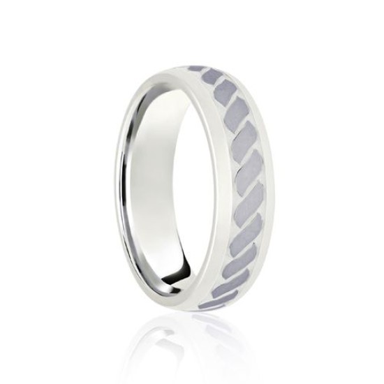 18ct Rose & White Court 7mm Celtic Laser Engraved Wedding Band