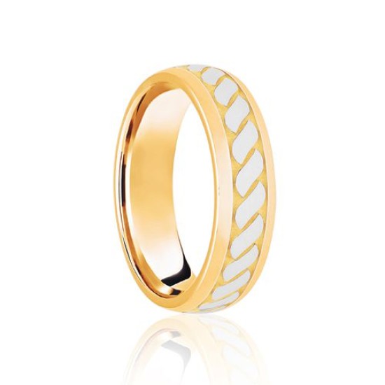 9ct Yellow & White Court 5mm Celtic Laser Engraved Wedding Band