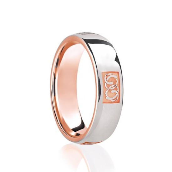 9ct Rose & White Court 6mm Celtic Laser Engraved Wedding Band