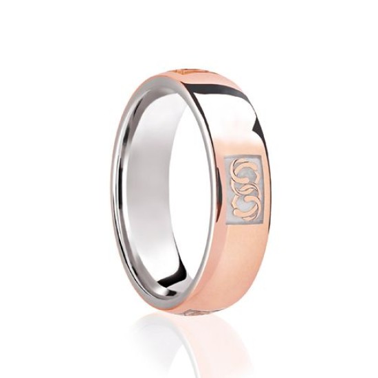 18ct White & Rose Court 5mm Celtic Laser Engraved Wedding Band