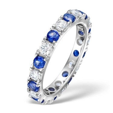 Platinum Claw Set Full Eternity Ring Diamond 1.00ct Sapphire1.70ct G VS
