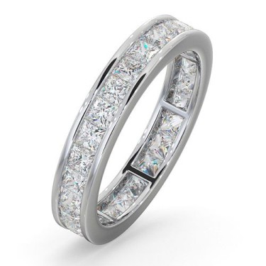 Platinum Channel Set Princess Cut Full Eternity Ring Diamond 2.00ct G VS