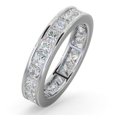 Platinum Channel Set Princess Cut Full Eternity Ring Diamond 3.00ct H Si