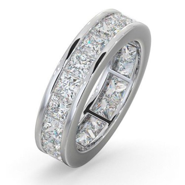 Platinum Channel Set Princess Cut Full Eternity Ring Diamond 5.00ct H Si