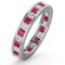 Platinum Channel Set Princess Cut Full Eternity Ring Diamond 1.00ct Ruby 1.25ct H Si