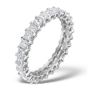 Platinum Claw Set Full Eternity Ring Princess Cut Diamond 2.00ct G VS