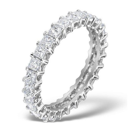 Platinum Claw Set Full Eternity Ring Princess Cut Diamond 2.00ct G VS