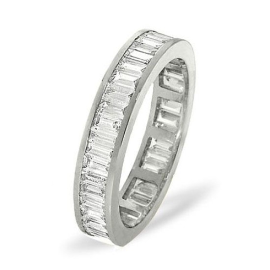 Platinum Channel Set Full Eternity Ring Baguette Diamond 2.00ct H Si
